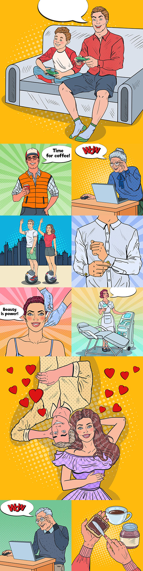 Woman and Man Pop art illustration with speech forms 5
