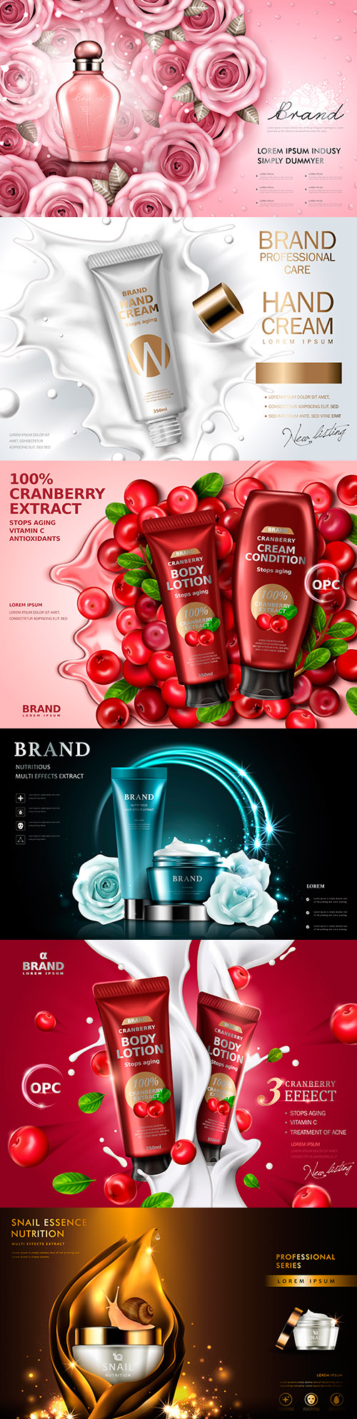Cosmetics kit and perfume water advertising realistic design
