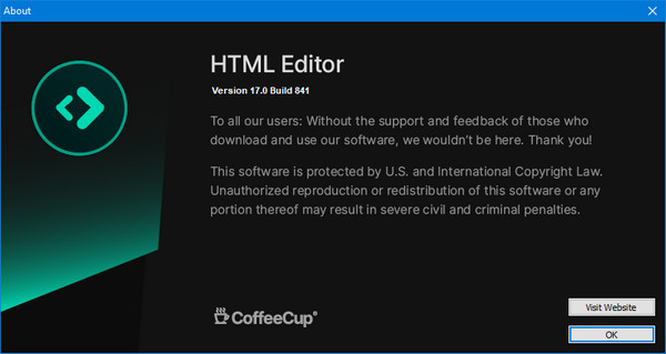 CoffeeCup HTML Editor 17.0 Build 841