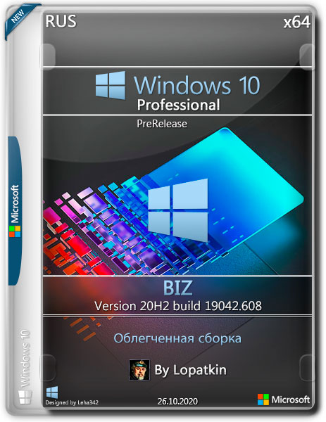Windows 10 Pro x64 20H2.19042.608 PreRelease BIZ by Lopatkin (RUS/2020)