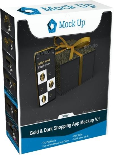 GraphicRiver - Gold / Dark Shopping App V.1 Mockup