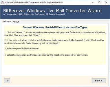 BitRecover Windows Live Mail Converter Wizard 7.2