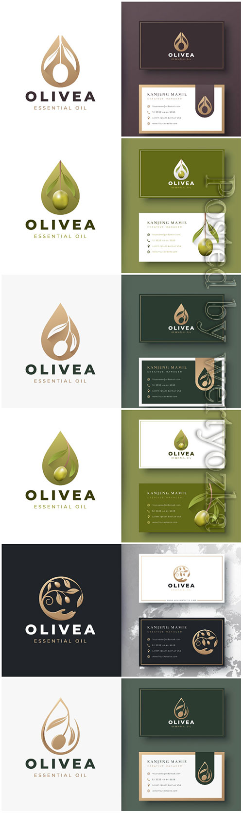 Olive oil logo and business card design premium vector