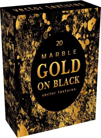 Creative Market - MARBLE GOLD ON BLACK Vector Textures