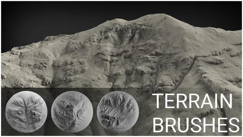 gumroad terrain brush pack for zbrush 100 brushes
