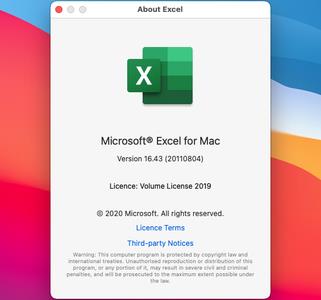 Microsoft Excel 2019 for Mac v16.43 VL Multilingual