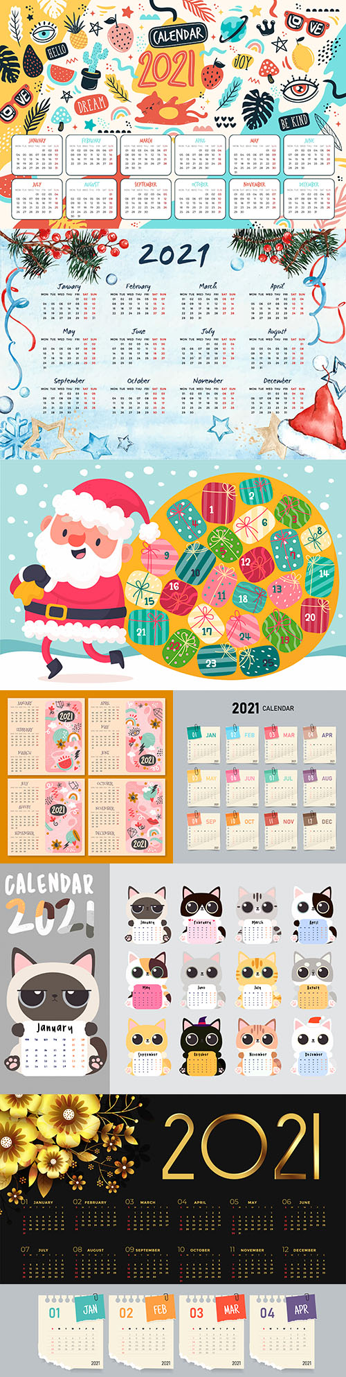 Painted calendar New Year 2021 decorative design
