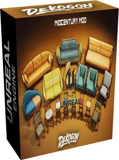 Unreal Engine - Retro Mid Century Mod Props VOL.2 - Chairs