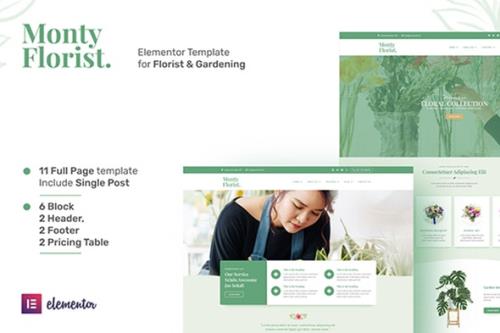 ThemeForest - Monty Florist v1.0.0 - Flower Boutique & Decoration Elementor Template Kit - 29407386