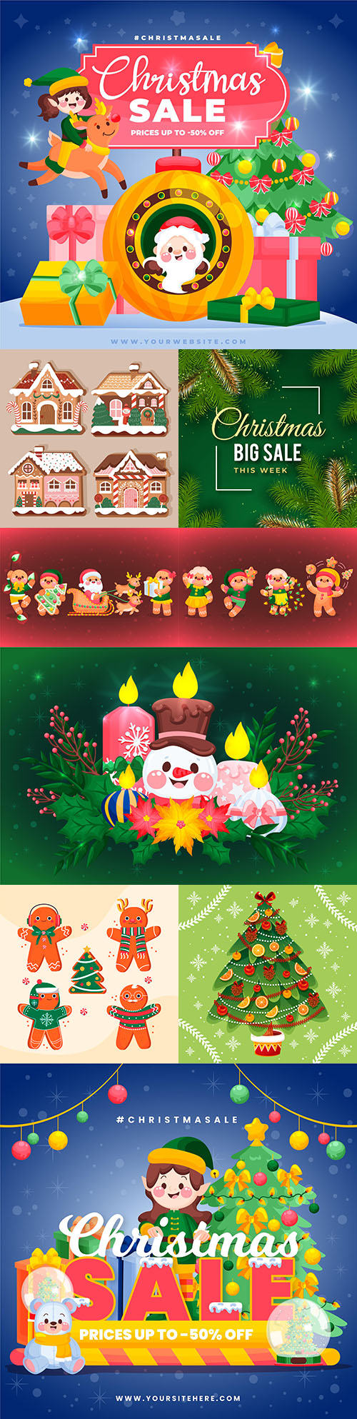 Christmas sales and New Year design elements illustration
