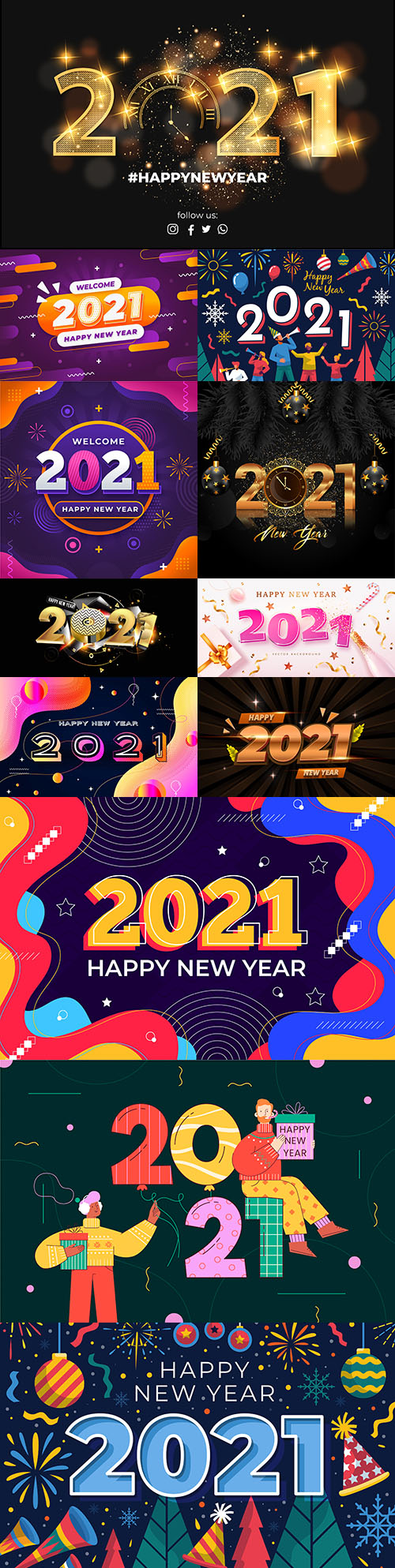 New Year 2021 background in flat design inscription 
