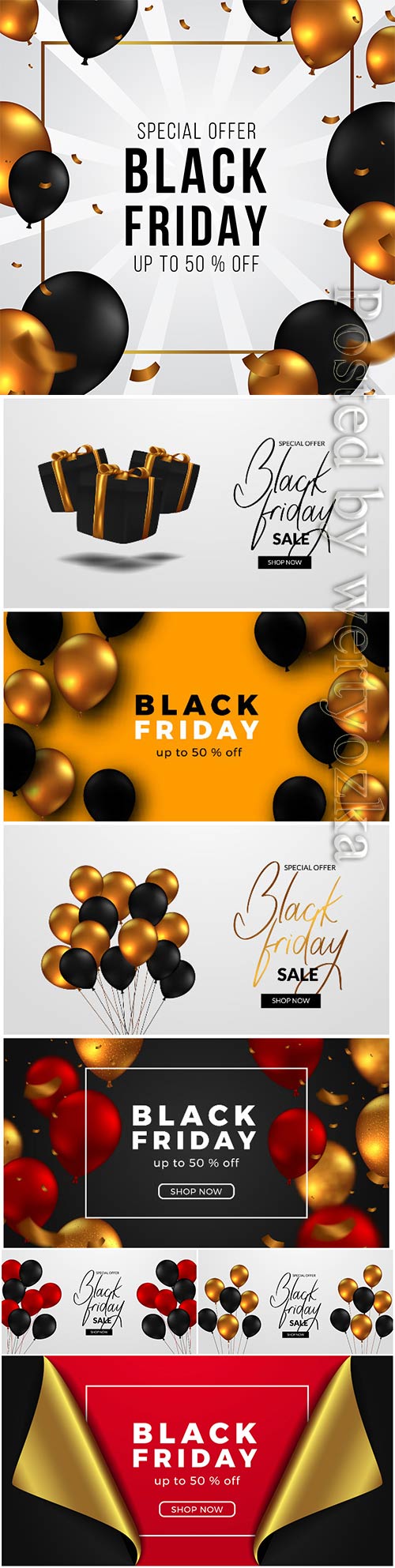 Black friday sale, red and golden balloon premium vector