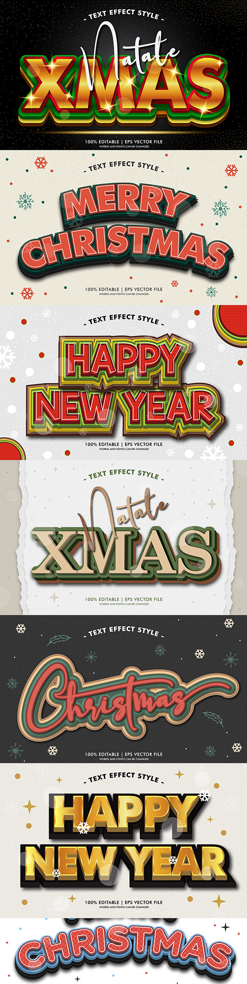 Merry Christmas editable font effect text collection 3 
