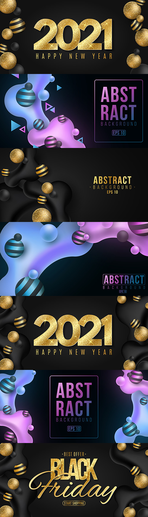 Elegant dark background New Year 2021 and abstract banner

