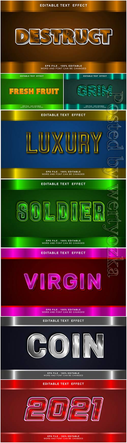 3d editable text style effect vector vol 2