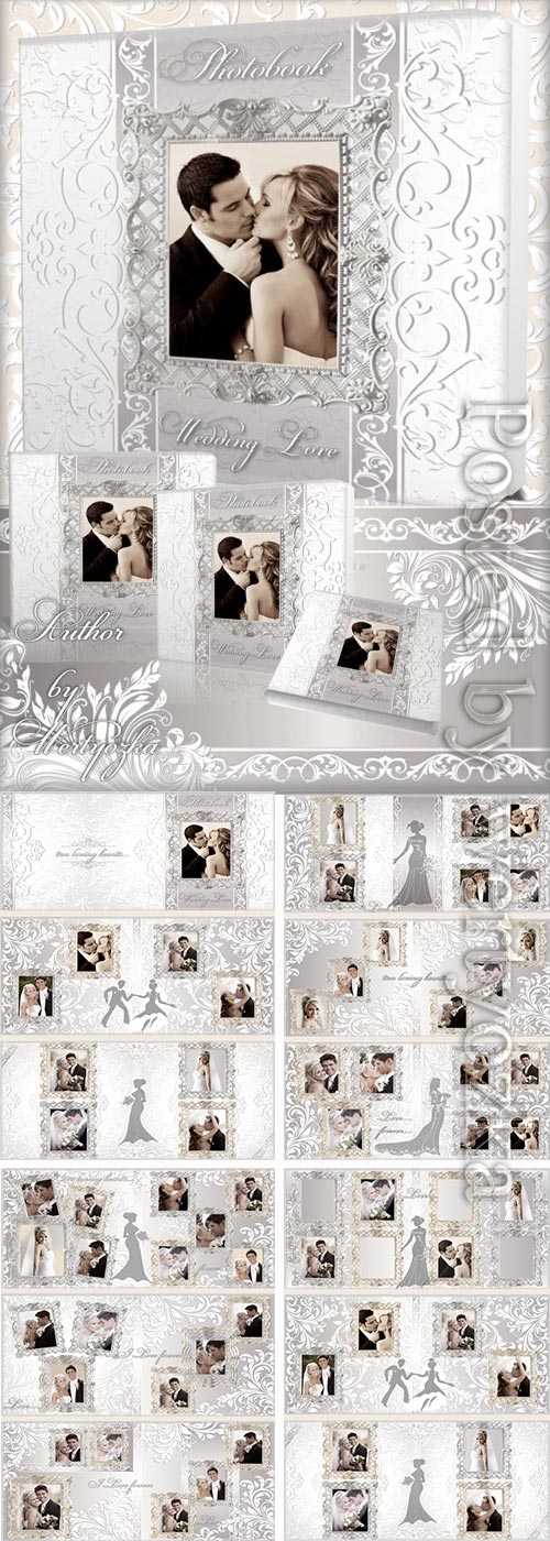 Wedding photo album with decorative ornaments design