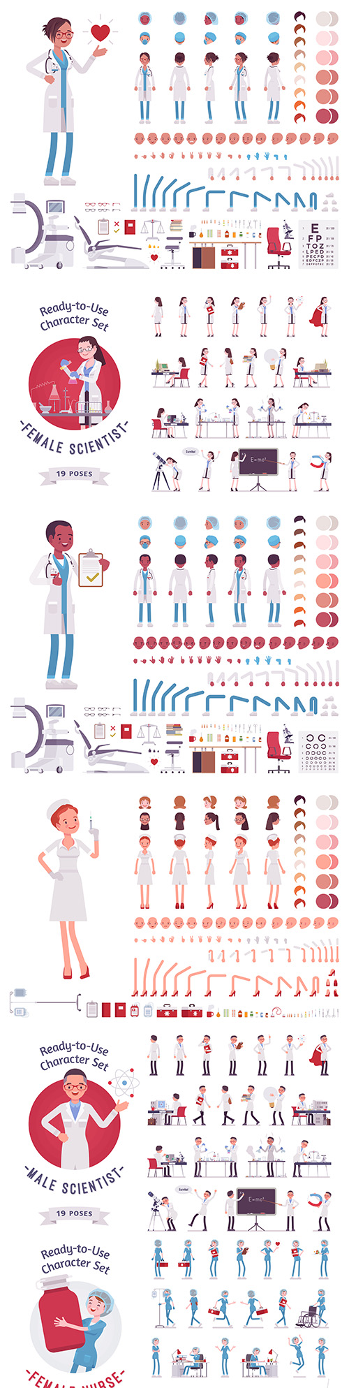 Doctor and nurse cartoon designer from different body parts and itemsxA;