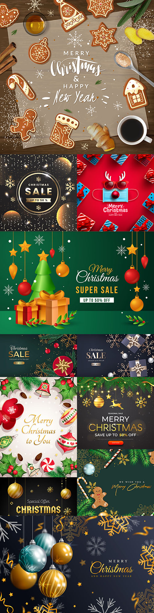 Christmas sale and New Year background realistic illustration
