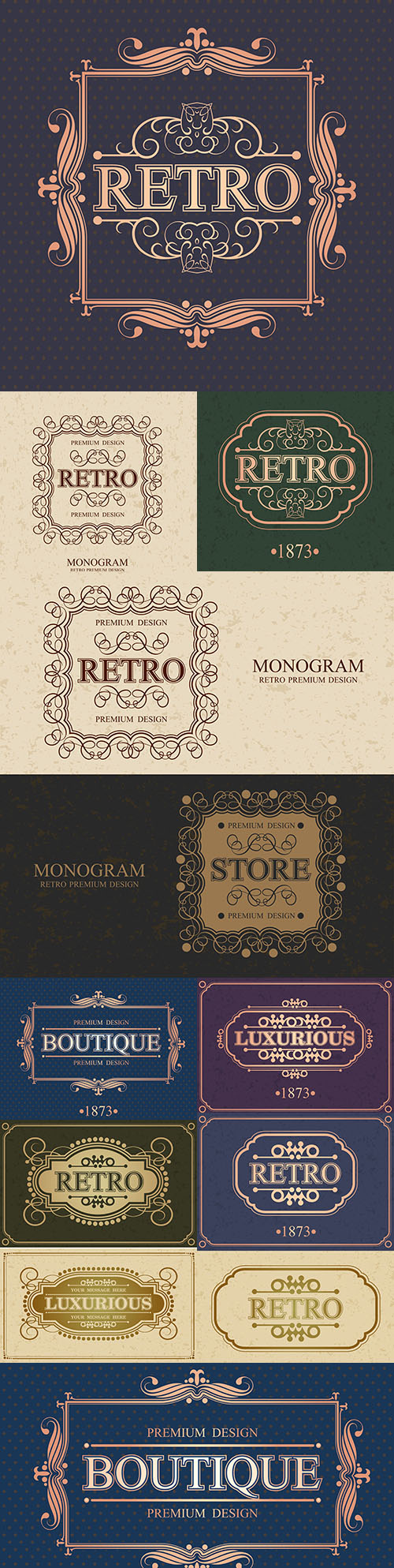 Vintage monogram luxurious calligraphic design elements
