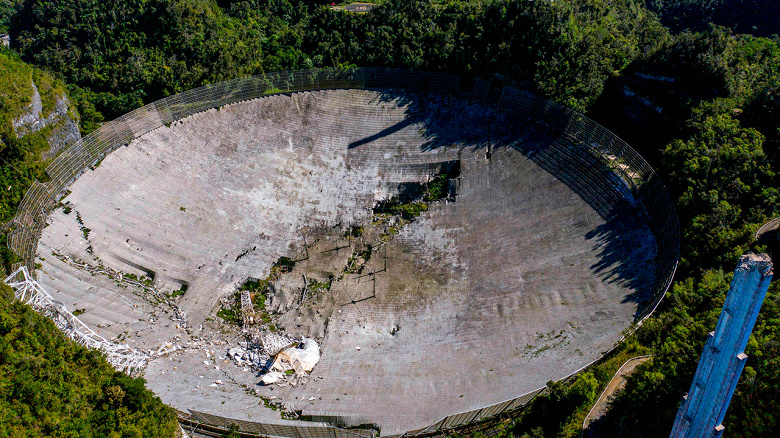 Видео обрушения сборки радиотелескопа «Аресибо»