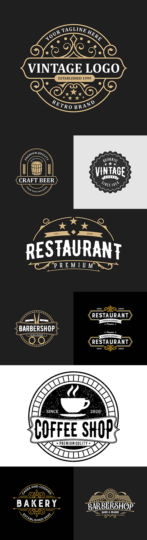 Vintage logo for restaurant and salon brand name design 
