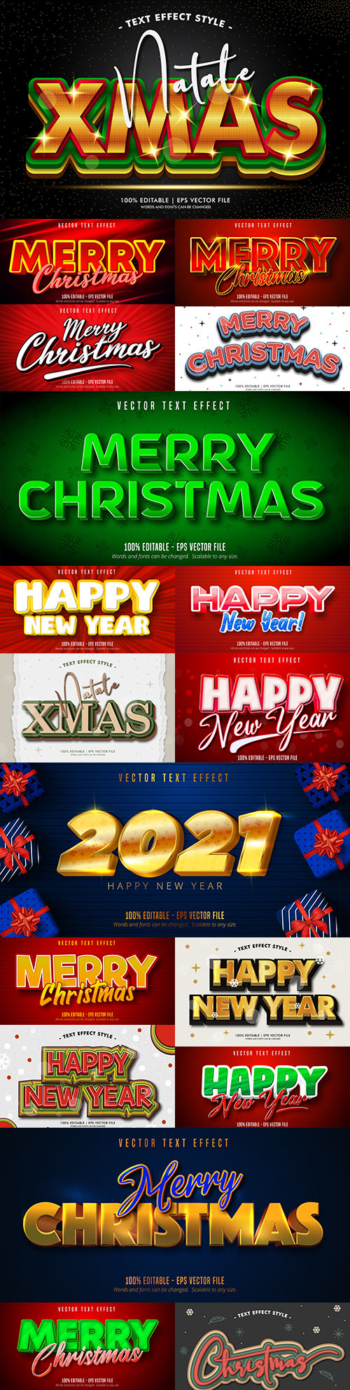 Merry Christmas editable font effect text collection 5
