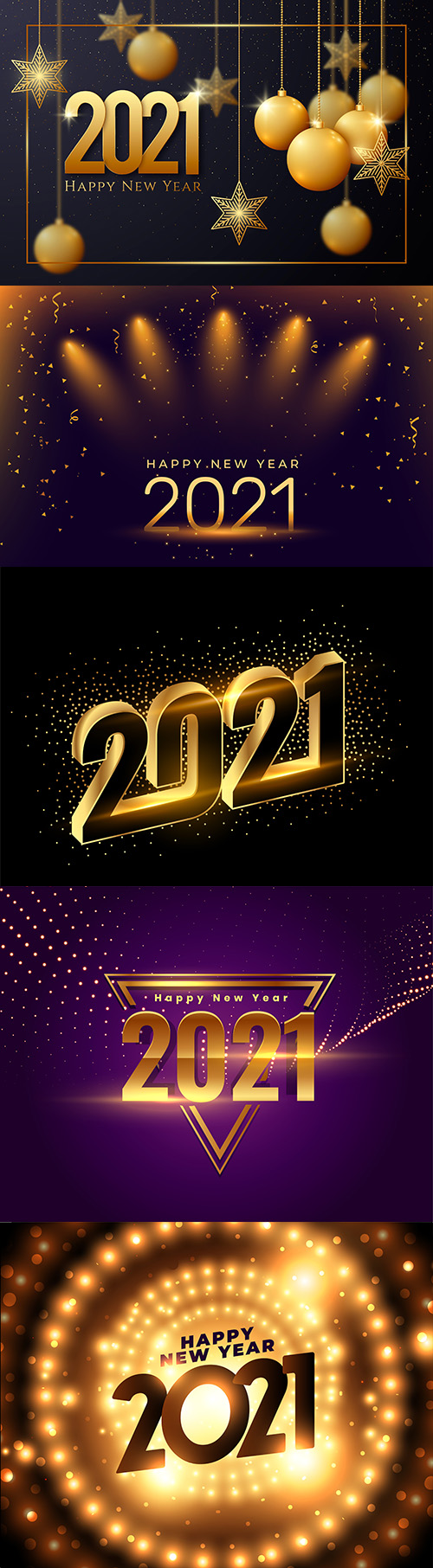 New Year 2021 background with realistic gold decor
