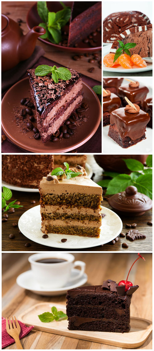 Cakes, delicious desserts stock photo