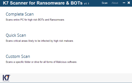 K7 Scanner for Ransomware & BOTs 1.0.0.78