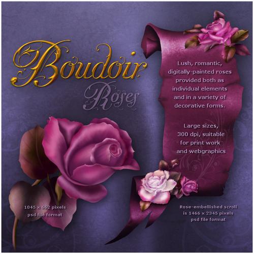 Renderosity - Jaguarwoman's "Boudoir Roses" (PSD, JPG)