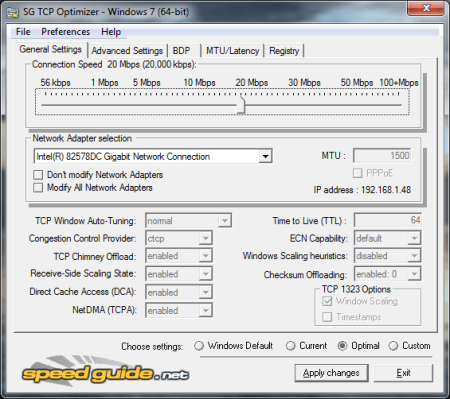 TCP Optimizer 4.1.1