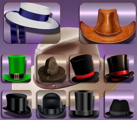 Прозрачные клипарты для фотошопа - Старинные шляпы