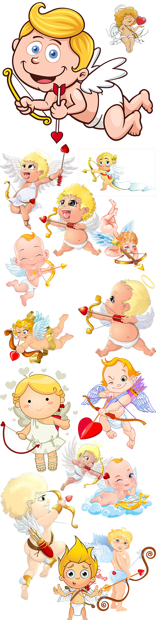 Funny cartoon cupid St. Valentine's day romantic collection