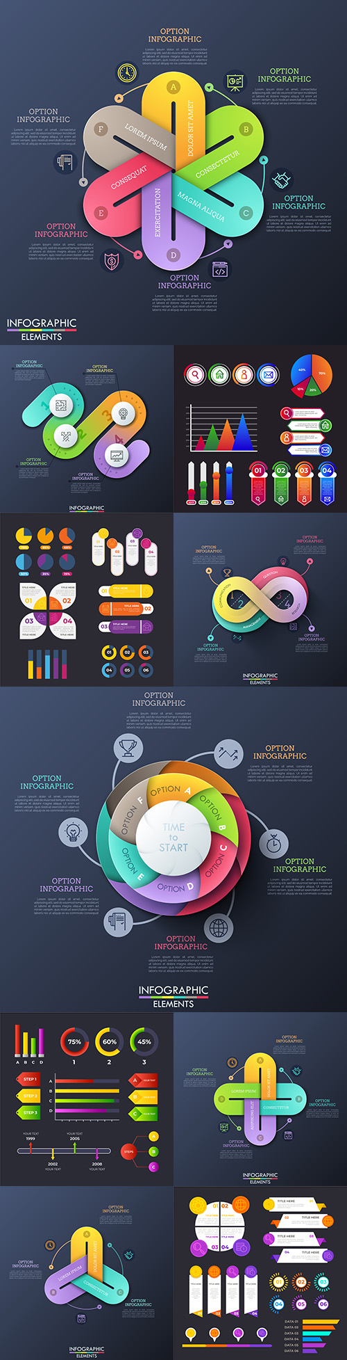 Infographics business options elements collection 11
