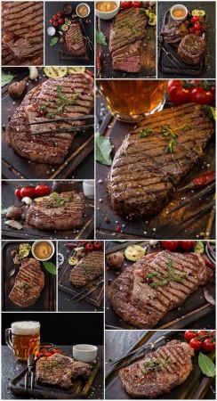 Beef Steak on Wooden Table 3   15xUHQ JPEG