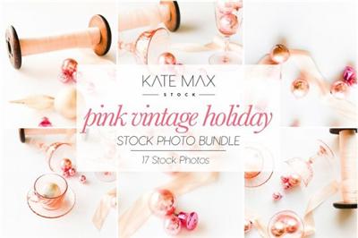 CreativeMarket   Pink Vintage Holiday Stock Photo Bun 5627260