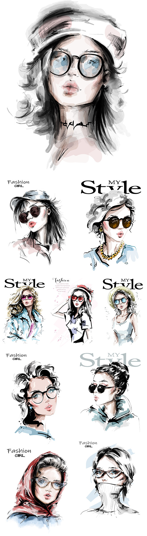 My style Hand drawn beautiful young and fashion girl 5
