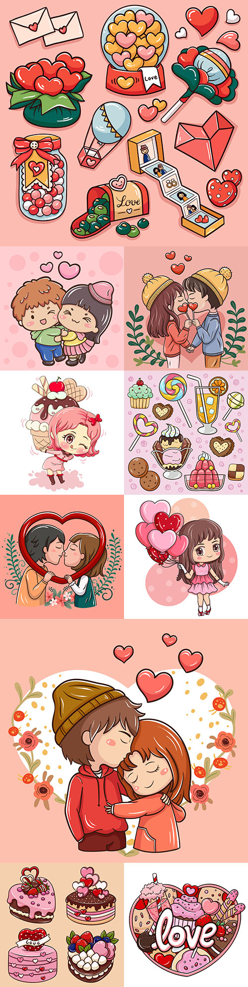 Valentine's Day illustration cartoon elements and gifts