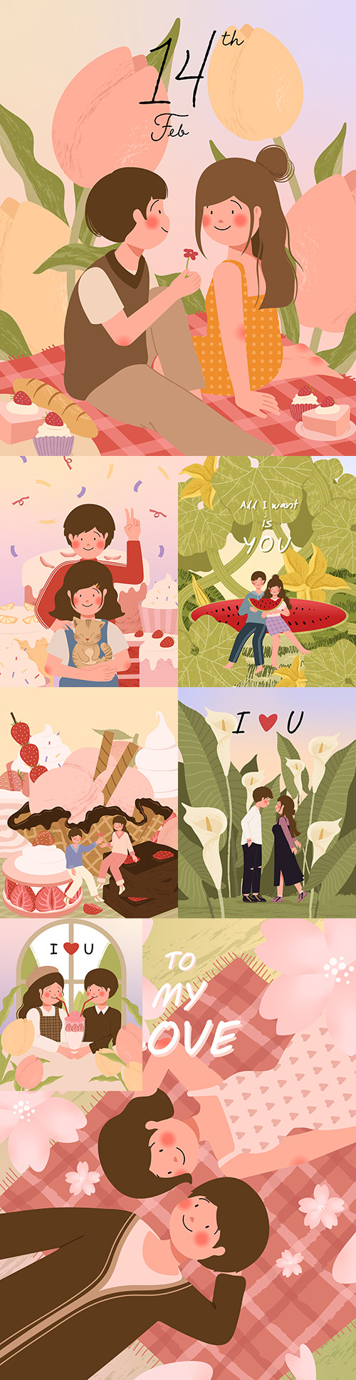 Valentine's Day with nice couple on date vector illustration
