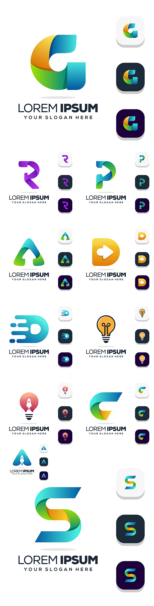 Capital letter business logo design and icons

