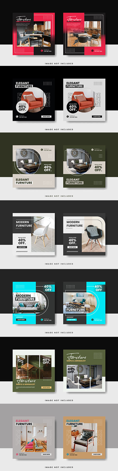Elegant furniture for social media design template