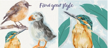 Find your style: paint bird in watercolor, ink, oil painting in Procreate - digital art+free brushes