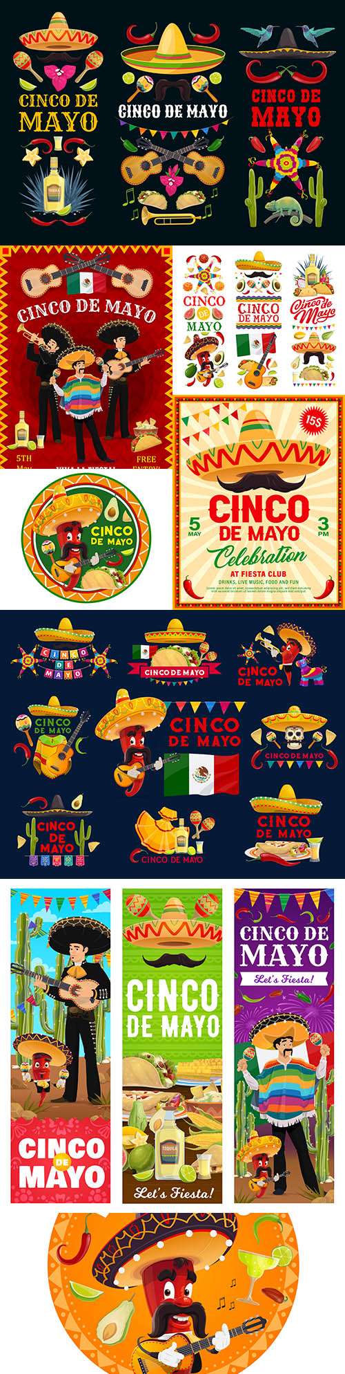 Cinco de Mayo Mexican holiday fiesta banners
