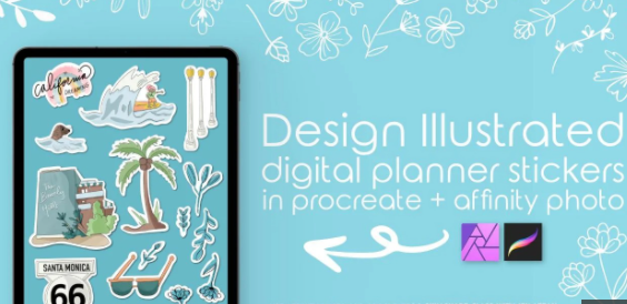 Design Illustrative Stickers in Procreate + Affinity Photo for Digital Scrapbooking and Planning