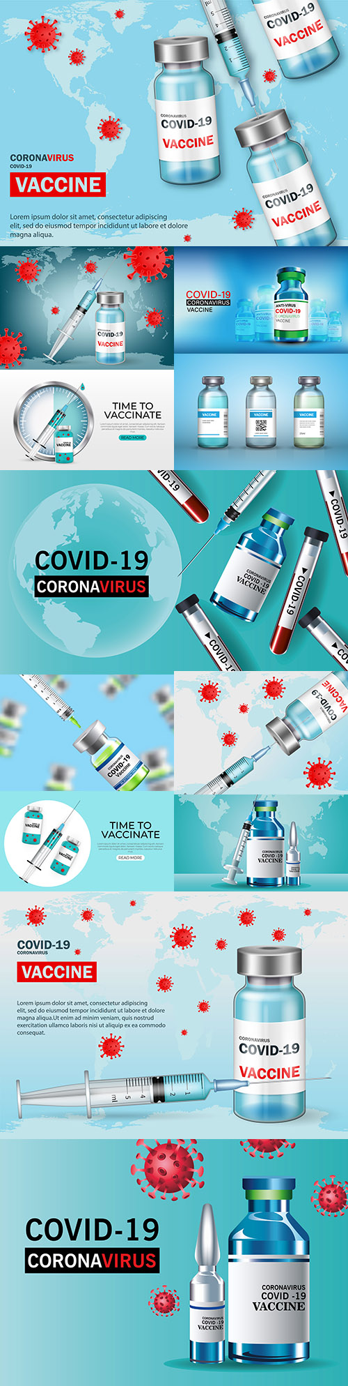 Vaccination against covid-19 vaccine bottle and injection tools 3d realisti