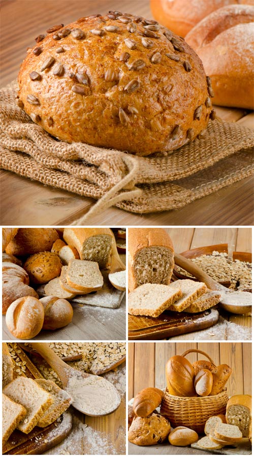 Basket with fresh bread stock photo