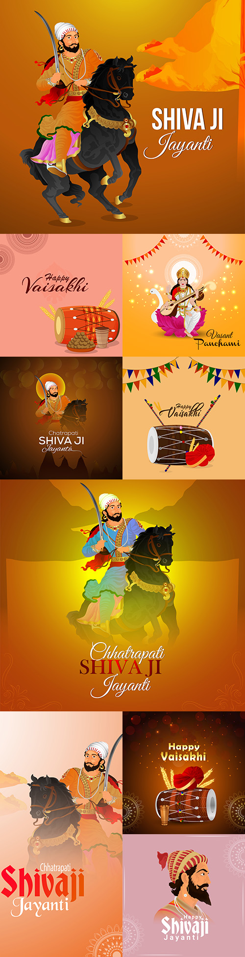 Shivaji Jayanti and Vasant Panchami illustration day celebration