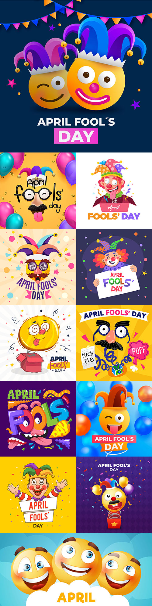 Fools day and April 1 illustration flat design
