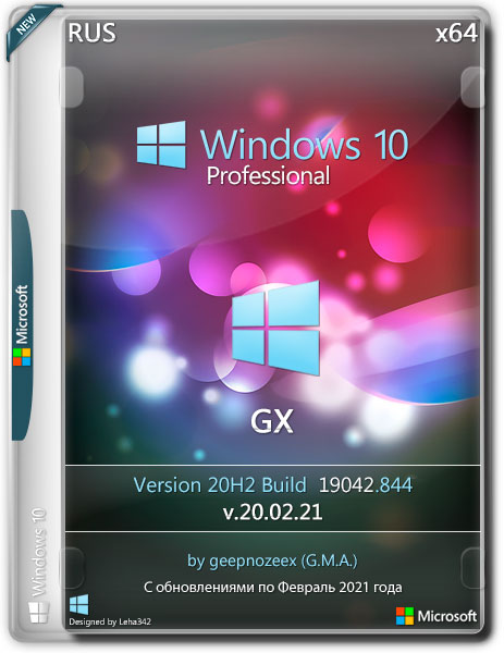 Windows 10 Pro x64 20H2.19042.844 GX v.20.02.21 (RUS/2021)