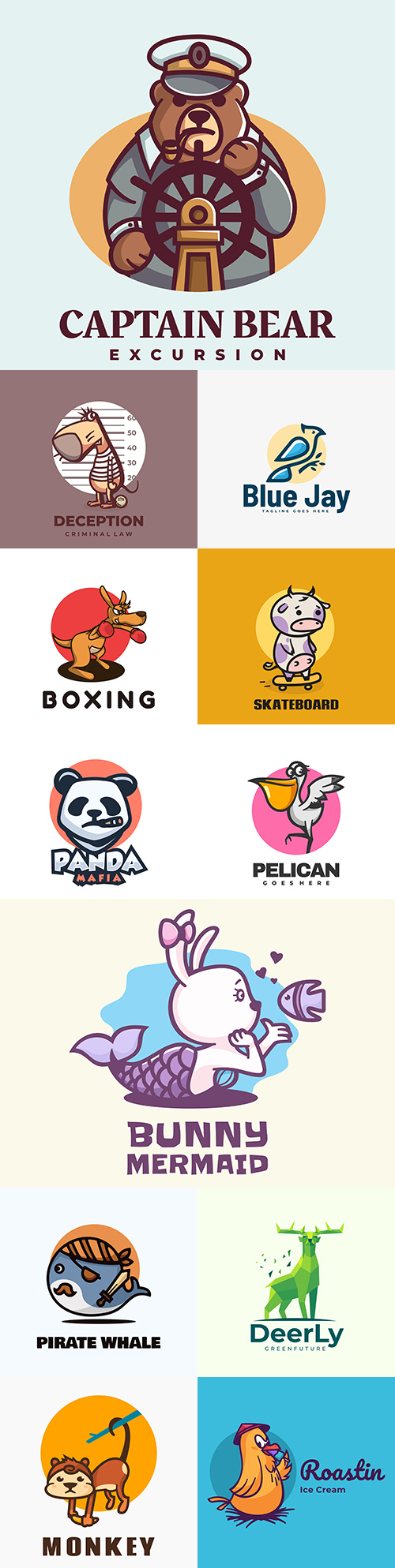 Mascot emblem and brand name logos design 4
